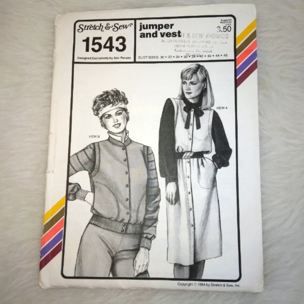 STRETCH & SEW 1543 Jumper and Vest, Bust size 30-32-34-36-38-40-42-44-46